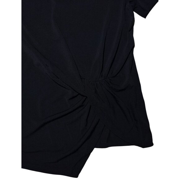 Black short sleeve blouse with lace on the shoulders by Adrienne Vittadini, NWT. - Picture 5 of 8